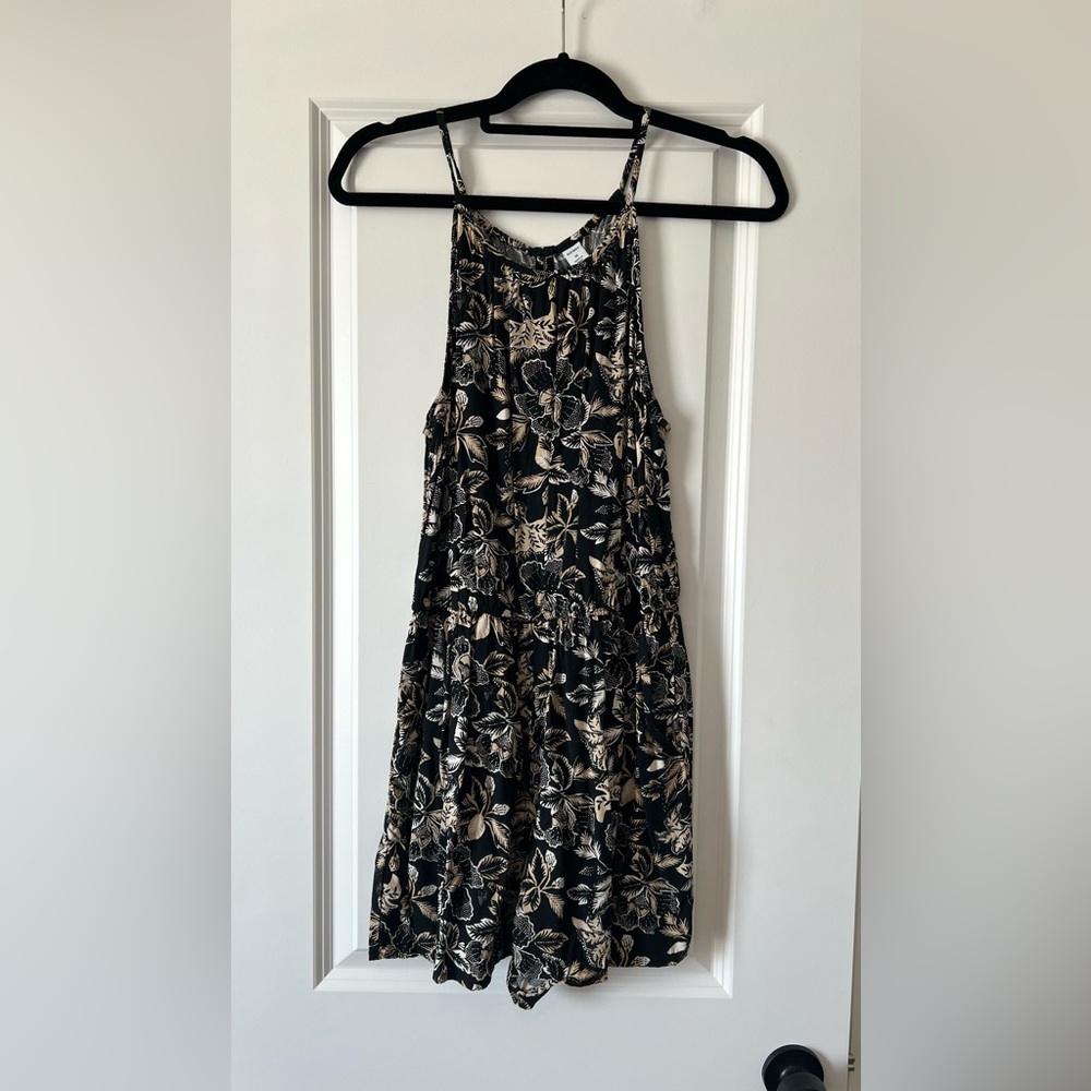 Floral Black and Cream Romper